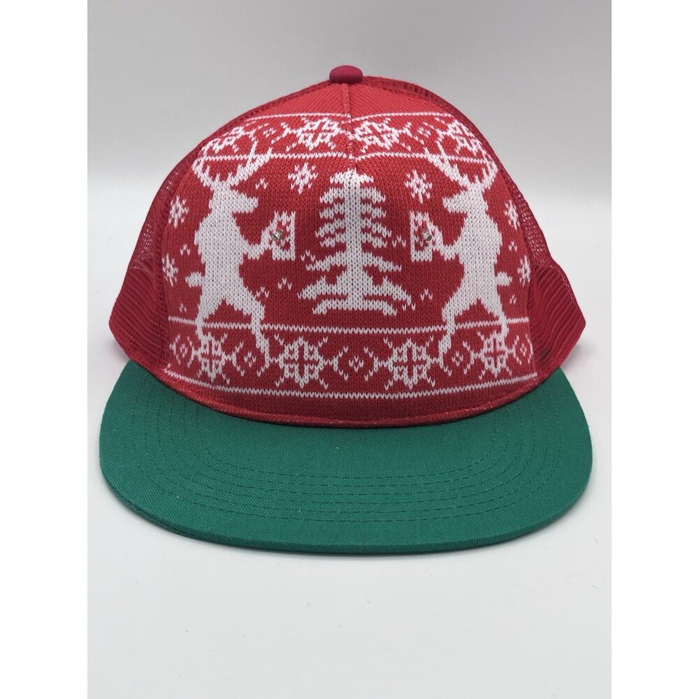 Christmas Reindeer Trucker Hat LED Cap Red Green Snapback LIGHT UP HOLIDAY NEW